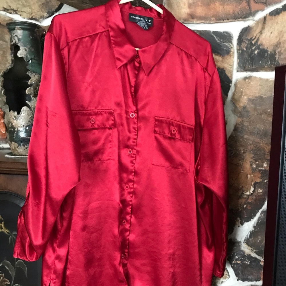 Beautiful Red Satin Blouse